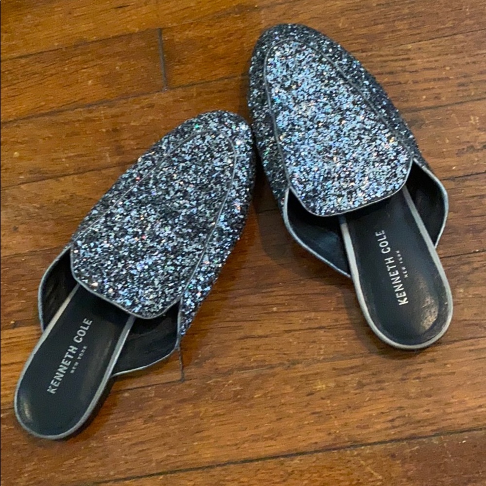 Kenneth Cole glitter slip on mules